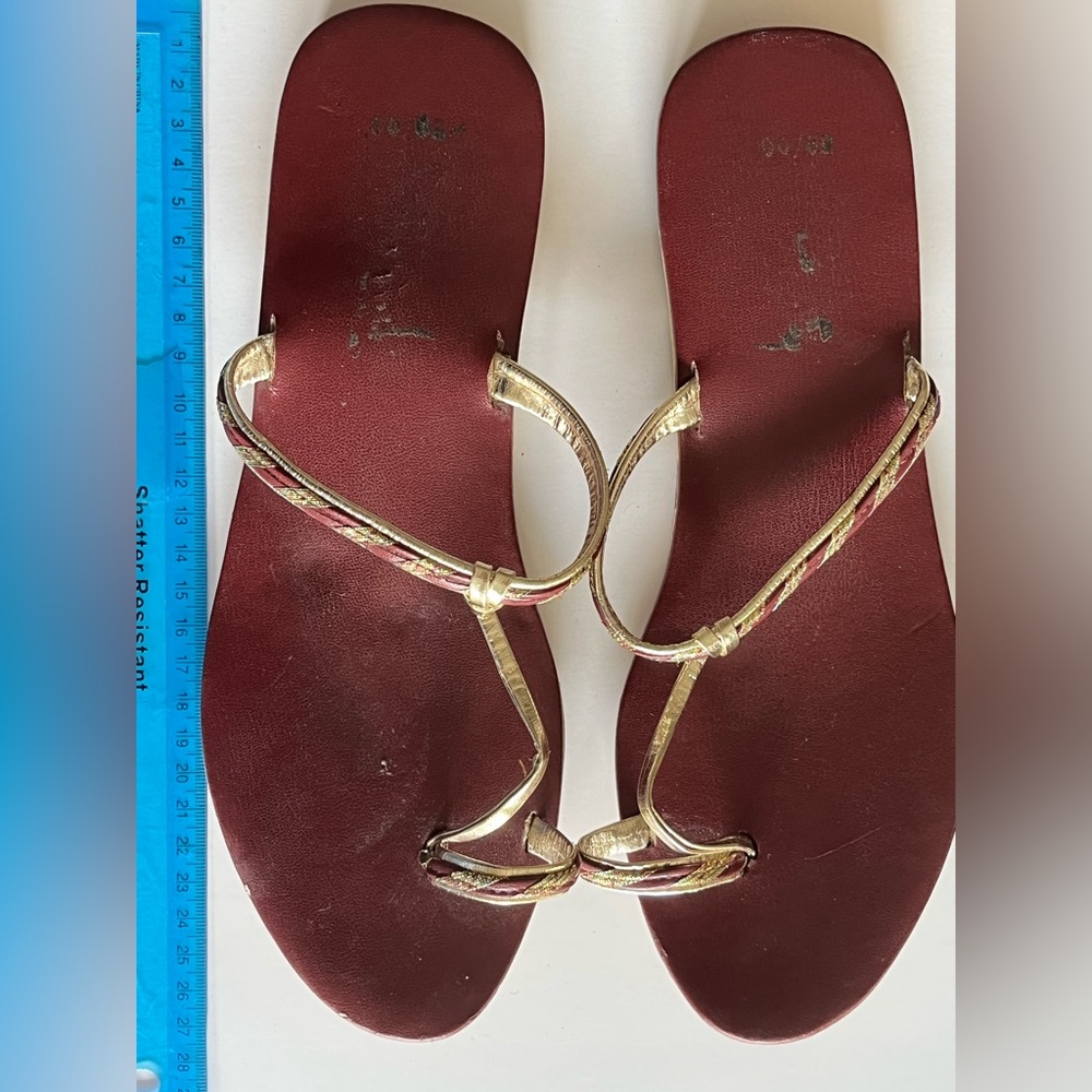 Elegant Gold and Red Women's Sandals